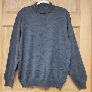 Paul Fredrick Mens Merino Wool Mock Turtleneck Pullover Sweater Size Large Gray